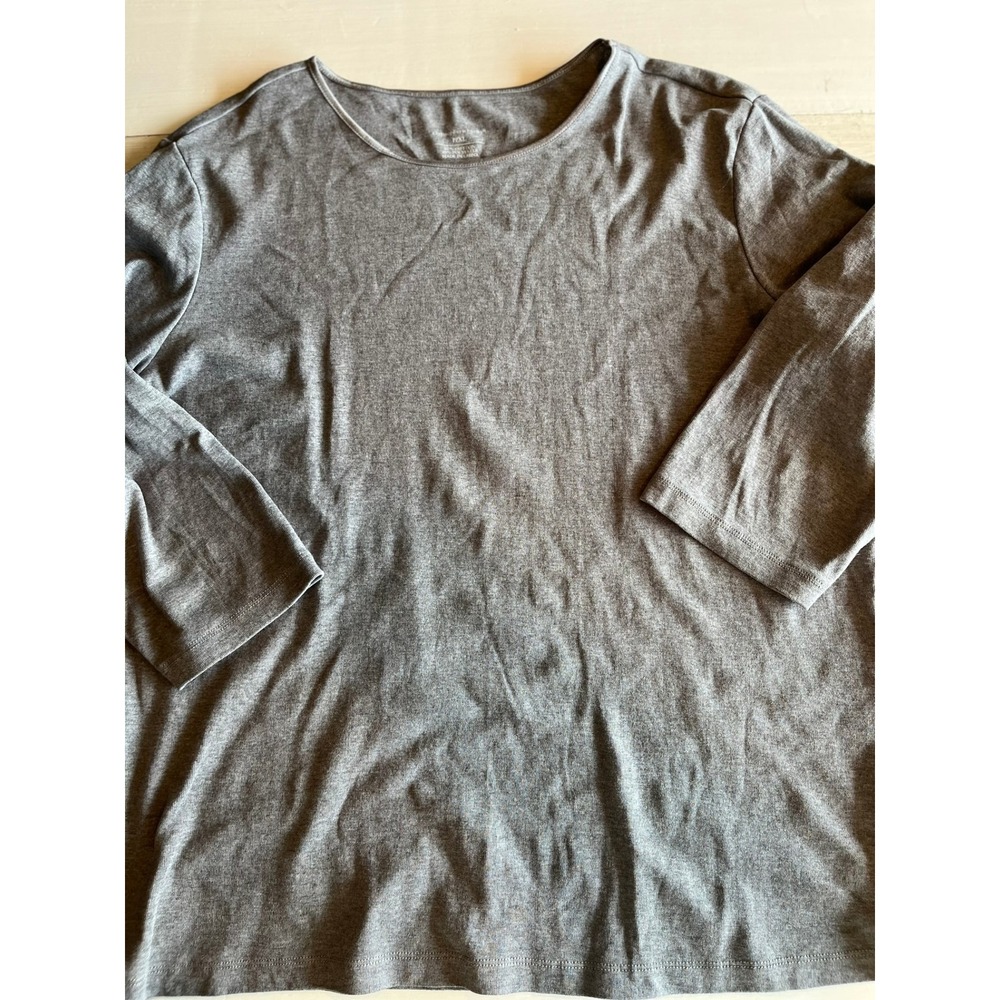 Christopher & Banks Womens Heather Gray Long Sleeve Crew Neck Tee Shirt P/XL